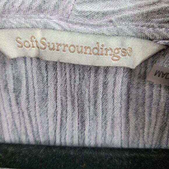 Soft Surroundings Top Tunic Crinkle Gauze Cowl Asymmetrical Tab Sleeve Gray M - Picture 15 of 17